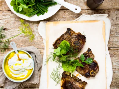 Barbecued light lamb lunch