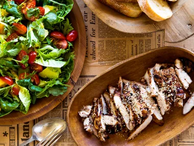 Five-spice barbecue chicken with mango citrus salad