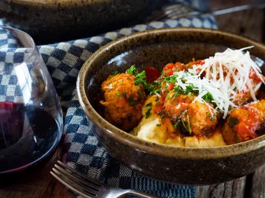 Meatballs with polenta
