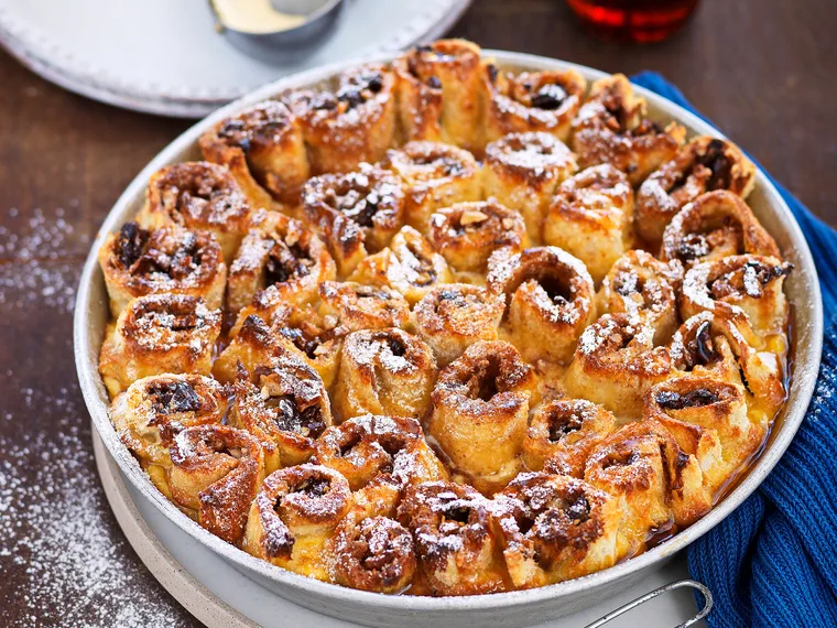 Sticky date and cinnamon bread and butter pudding