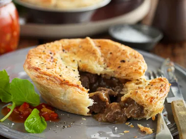 Beefy mushroom pies with black pepper pastry