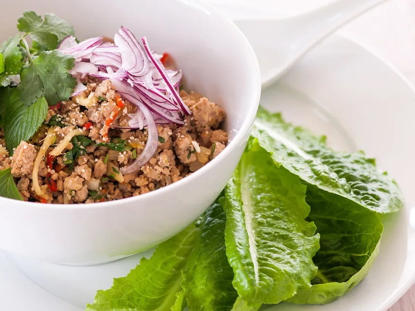 Spicy pork lettuce cups