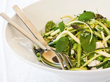 Zucchini, asparagus and broad bean salad