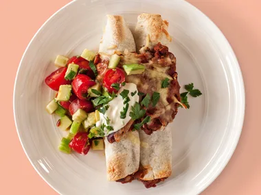 Spicy bean enchiladas with chunky avocado salsa