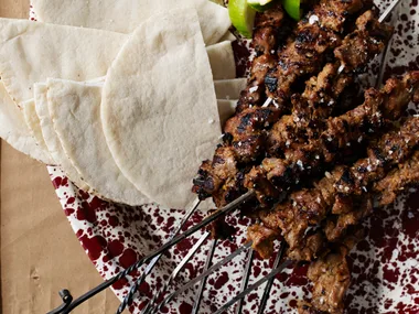 Spicy lamb skewers