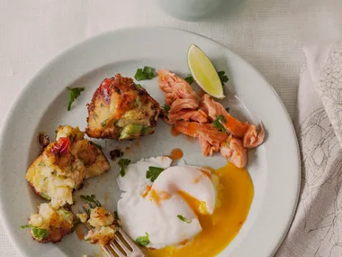 Bacon, cheddar and spring onion potato cakes