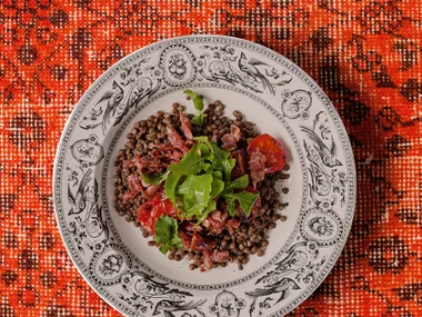Puy lentils with bacon