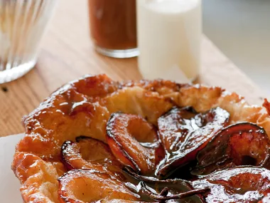 Pear tarte tatin with salted caramel sauce