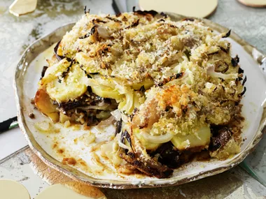Tian of eggplant and potato