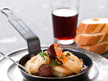 Garlic prawns and chorizo