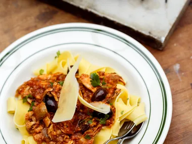 Chicken ragu with pappardelle