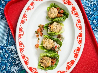 Minced pork and bamboo-shoot fritters with lime
