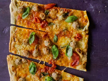 Meatball, Mixed Herb and Taleggio Pizza
