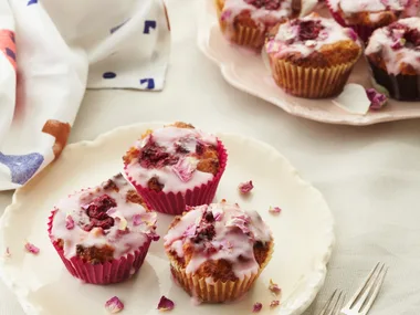 Raspberry rosewater muffins