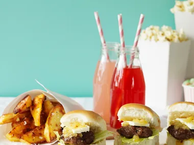 Lamb sliders with feta and lemon dressing