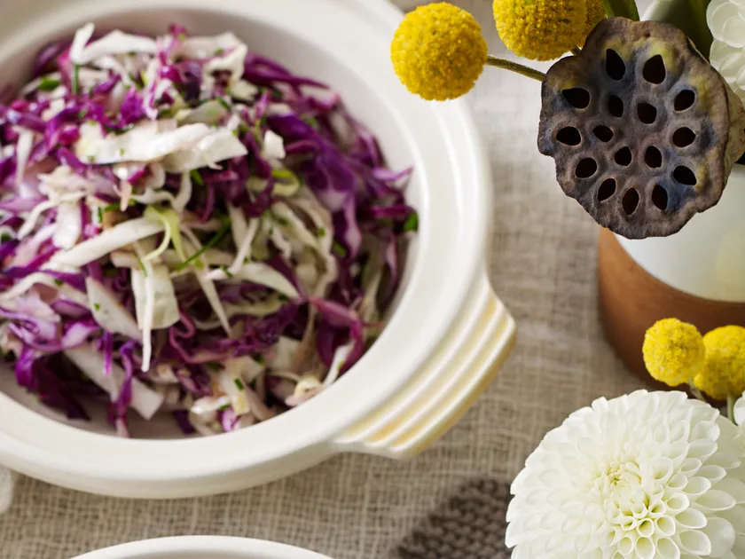 Warm red and green cabbage slaw