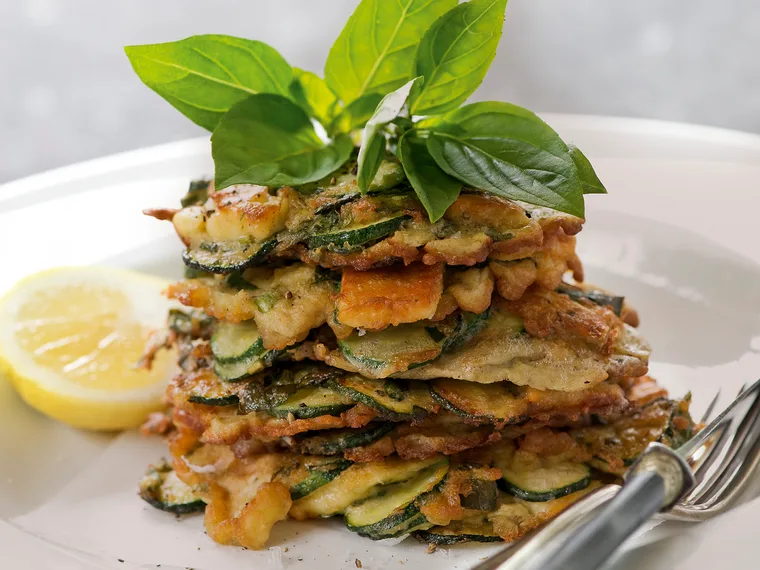 Zucchini, haloumi and basil fritters