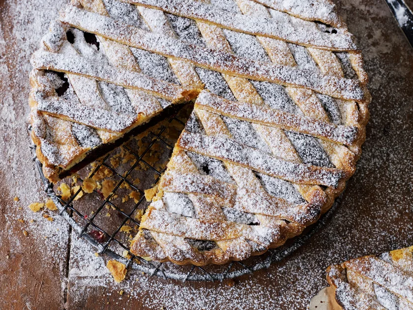 Chocolate, almond and raspberry tart