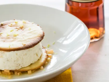 Frozen nougat and galliano amaretto crisp sandwich