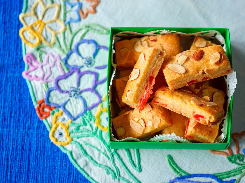 Cherry and almond shortbread