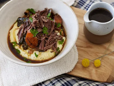 Braised beef with balsamic and creamed parsnip