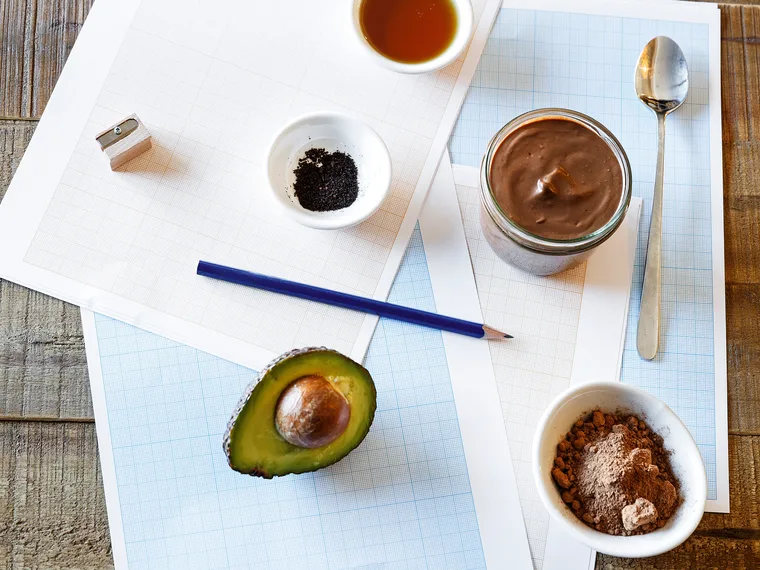Healthy lunch box chocolate pots