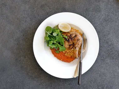 Moroccan chicken with burghul and harissa