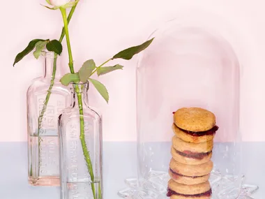 Almond butter and jam sandwich cookies