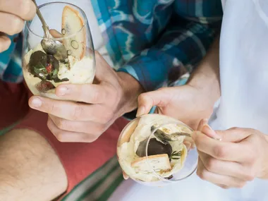 Chocolate-dipped strawberry trifle
