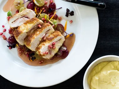 Galliano chicken with grapes and pomegranate