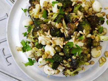 Sicilian roasted broccoli with mozzarella and sultanas