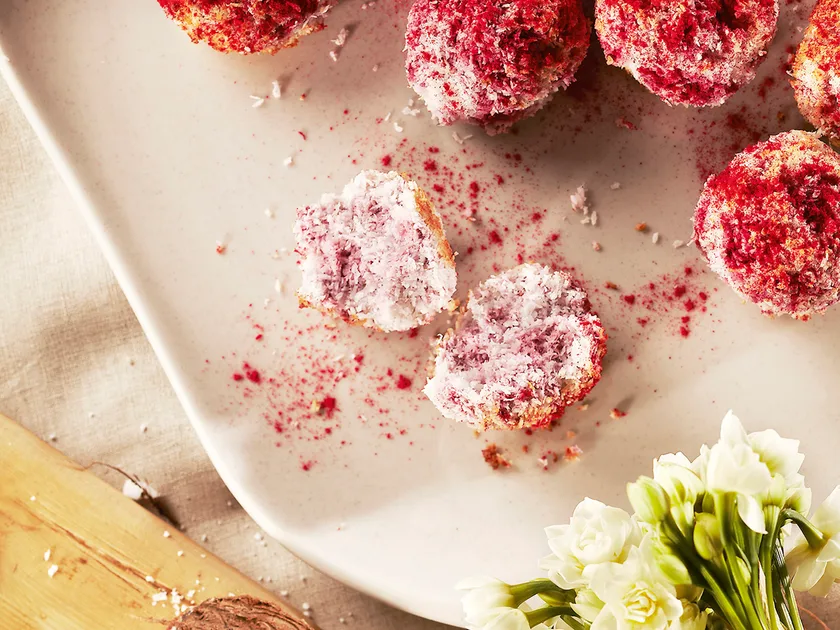 Raspberry coconut macaroons