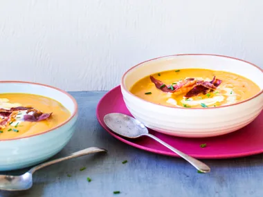 Creamy butternut and bacon soup