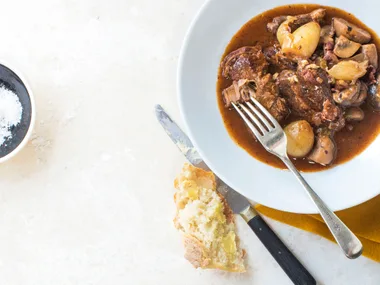 Rich and tender beef bourguignon