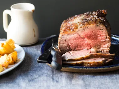 Whole roasted scotch fillet with crispy potatoes