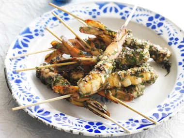 herbed prawn skewers
