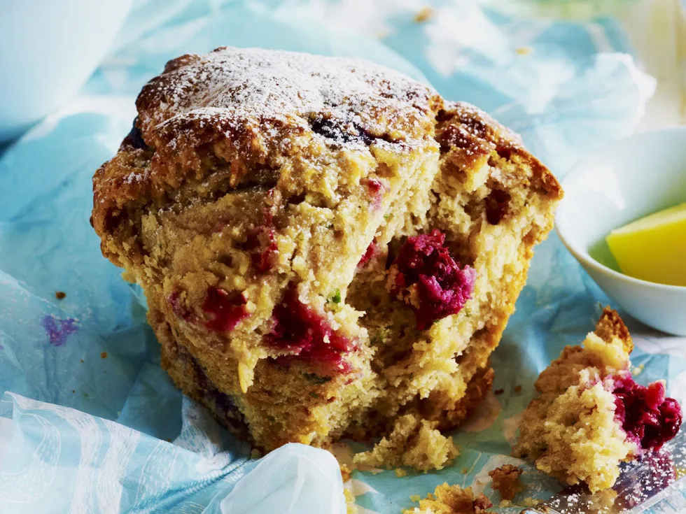 berry, ricotta and mint muffins