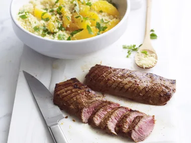 harissa lamb with orange couscous