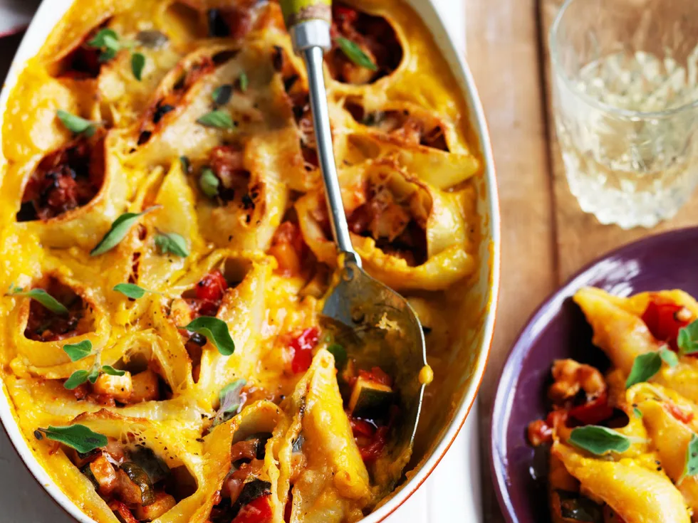 ratatouille conchiglione with butternut pumpkin sauce