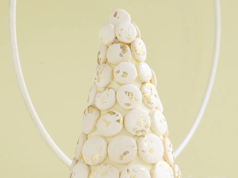 Tower of golden macaroons