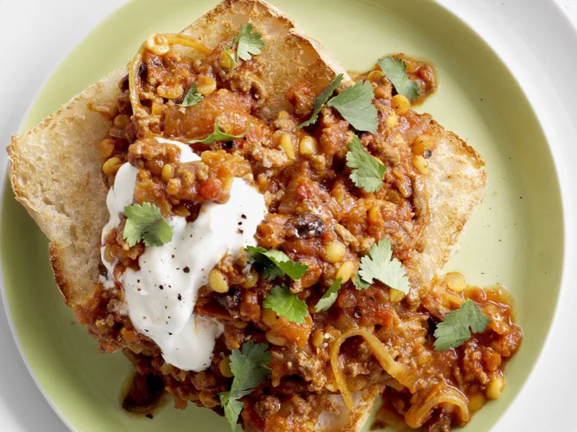 Curried beef and lentils