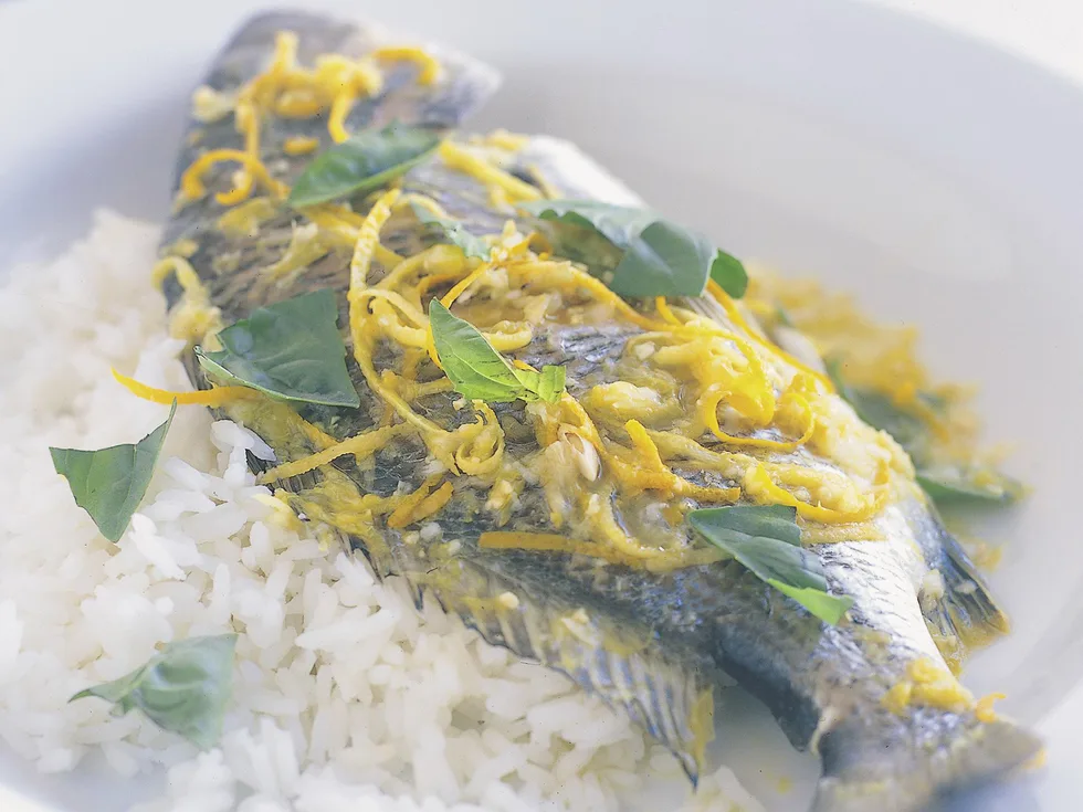 Citrus-ginger steamed bream