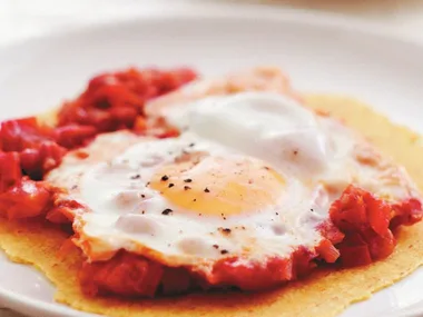 Baked eggs with pancetta