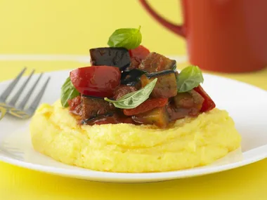 cheesy polenta with ratatouille