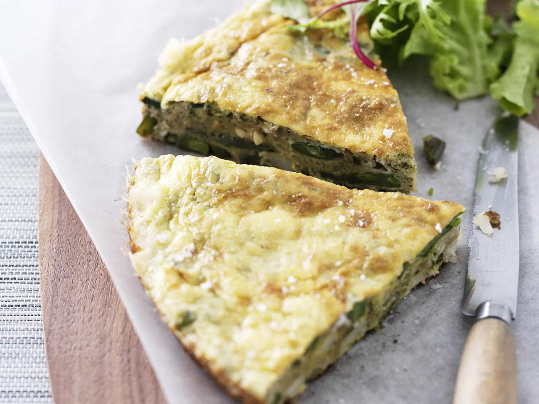 green bean and pesto frittata