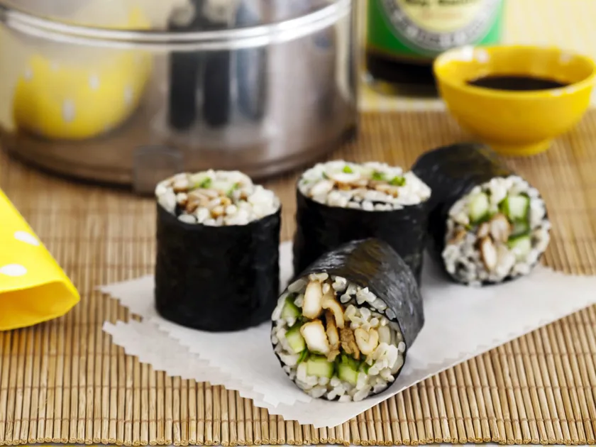 Chicken teriyaki brown rice sushi