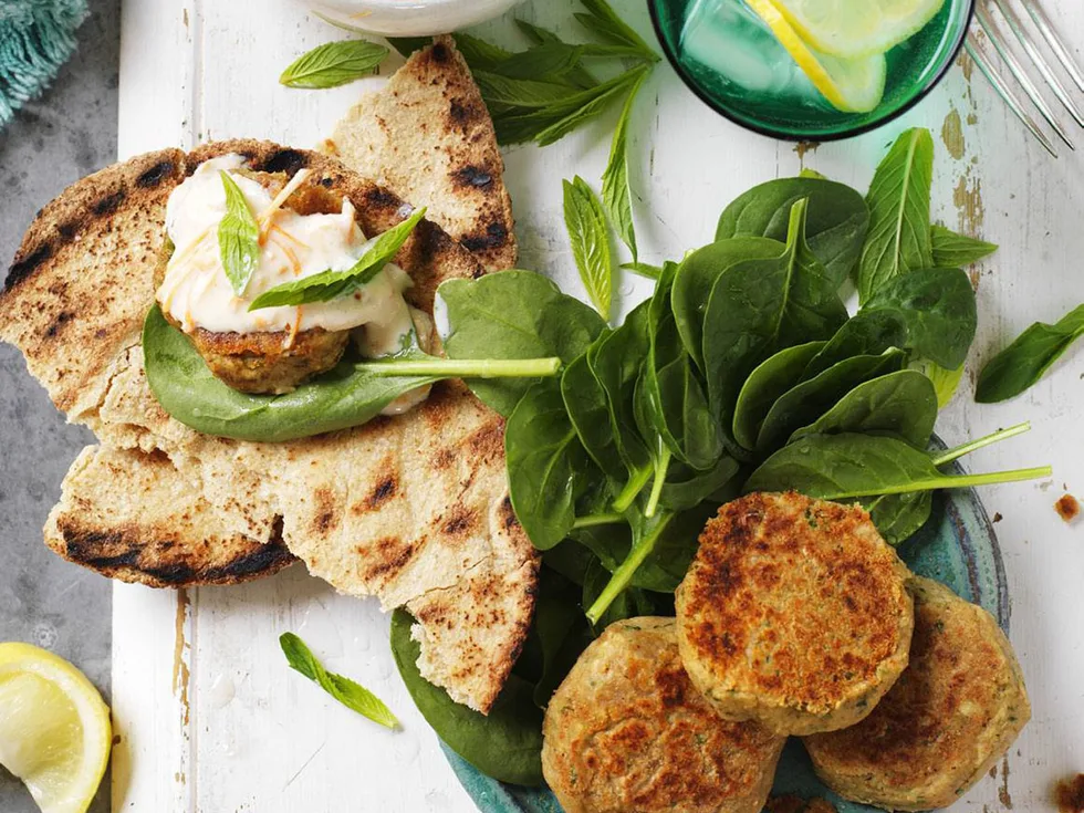 indian-spiced patties with carrot raita