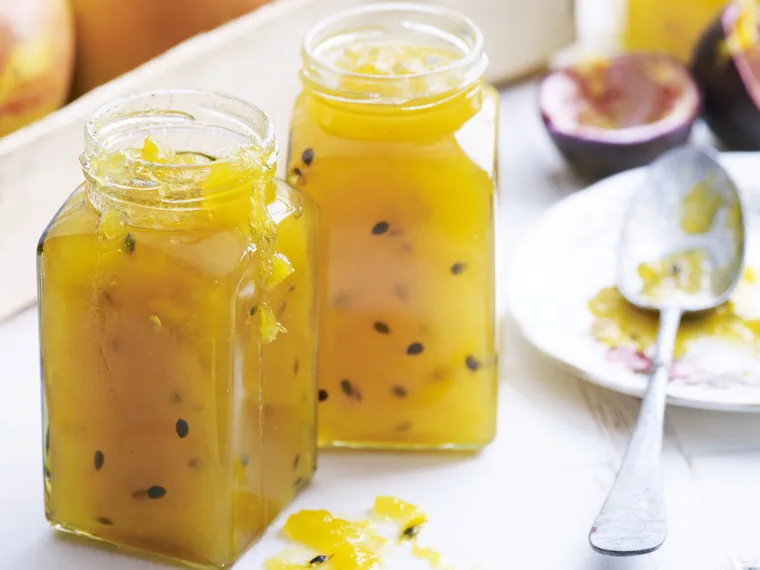 mango, passionfruit and lime jam