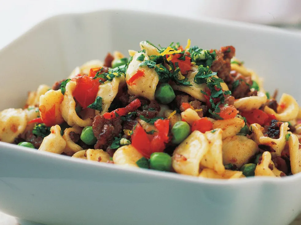 orecchietti with lamb and peas