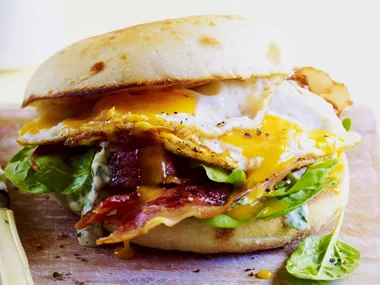 bacon and egg roll with herb aïoli